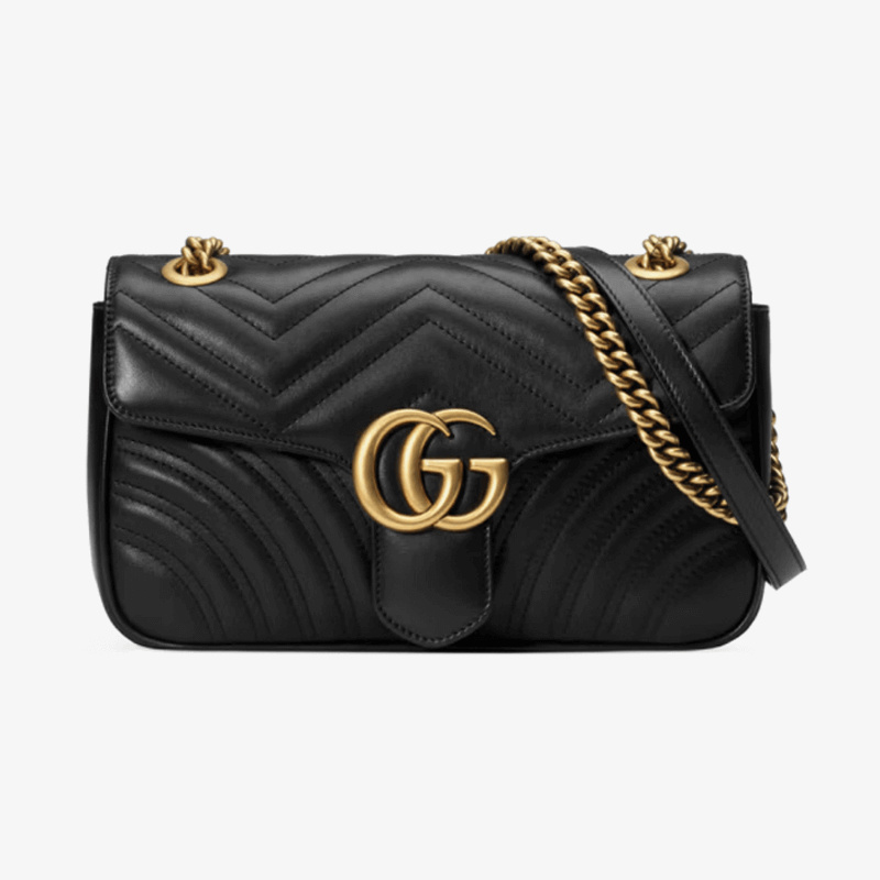 GUCCI古驰GGMarmont系列小号绗缝女士肩背包 斜挎包黑色均码